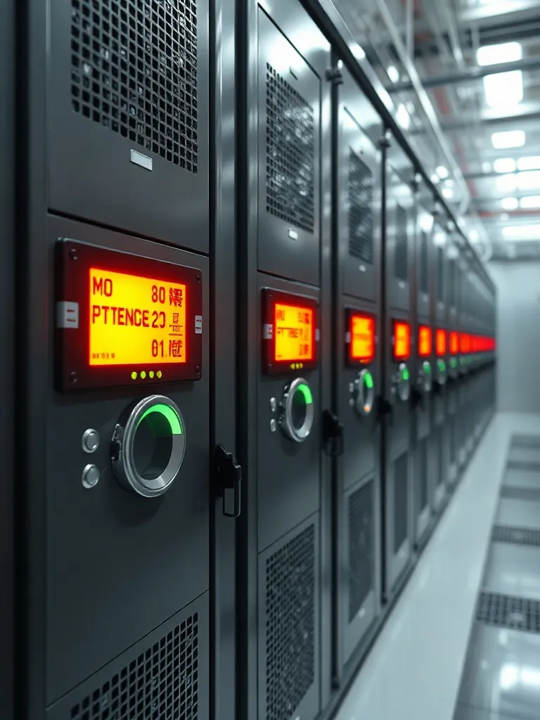 A technical close-up of a large scale industrial battery sto